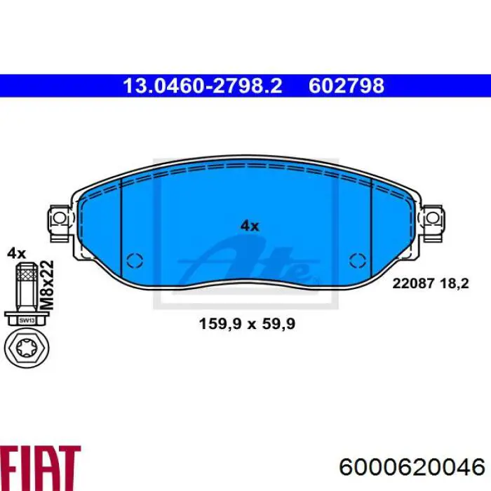 6000620046 Fiat/Alfa/Lancia Klocki hamulcowe przednie tarczowe