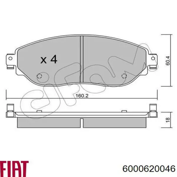 6000620046 Fiat/Alfa/Lancia Klocki hamulcowe przednie tarczowe