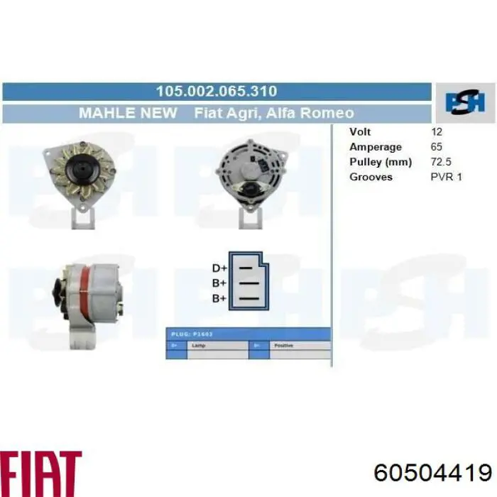 Do koszyka 60504419 Fiat/Alfa/Lancia Alternator