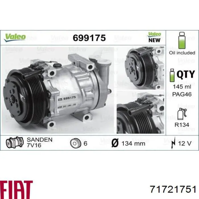 71721751 Fiat/Alfa/Lancia sprężarka klimatyzacji