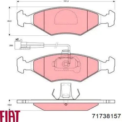 Klocki hamulcowe przednie tarczowe 71738157 Fiat/Alfa/Lancia