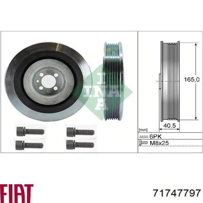 Do koszyka 71747797 Fiat/Alfa/Lancia Koło pasowe wału korbowego