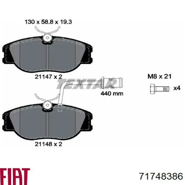 71748386 Fiat/Alfa/Lancia klocki hamulcowe przednie tarczowe