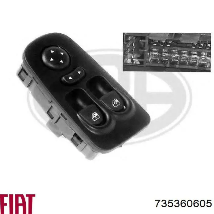 735360605 Fiat/Alfa/Lancia Panel przyciskowy sterowania podnośnikiem szyby przedni lewy
