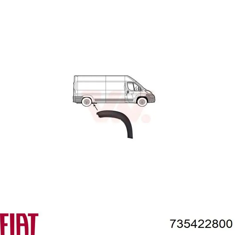Poszerzenie (nakładka) reperaturki tylnego błotnika prawy 735422800 Fiat/Alfa/Lancia