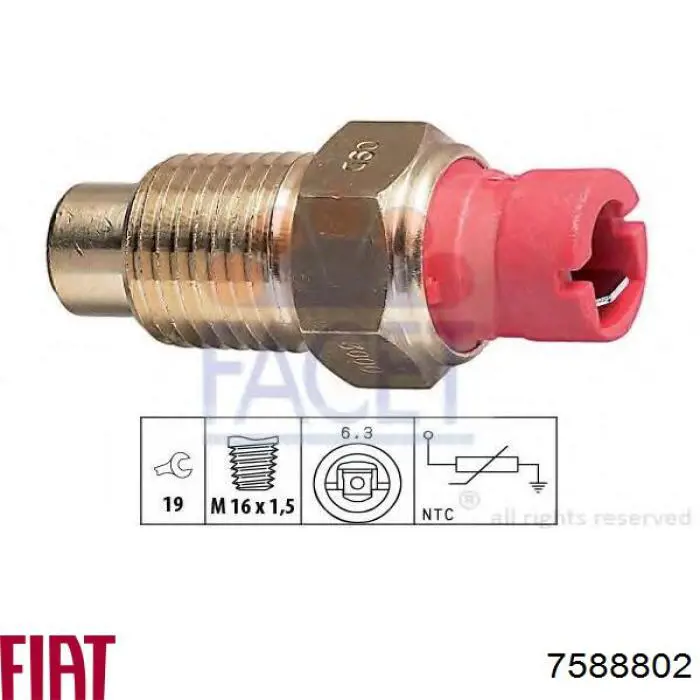 7588802 Fiat/Alfa/Lancia Czujnik temperatury płynu chłodzącego, na desce rozdzielczej
