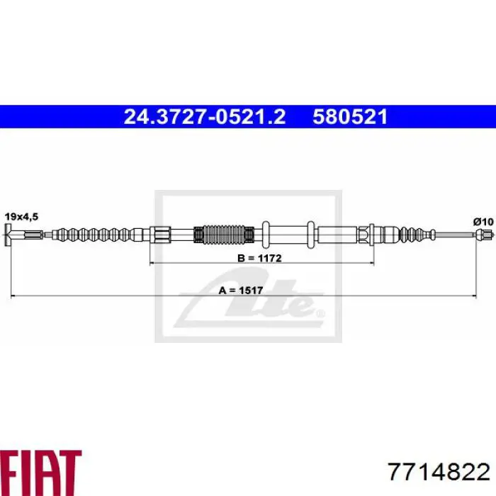 7714822 Fiat/Alfa/Lancia linka hamulca ręcznego tylna lewa