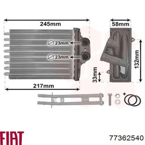 Chłodnica nagrzewnicy (ogrzewacza) Fiat/Alfa/Lancia 77362540 cena, od 39,19 USD