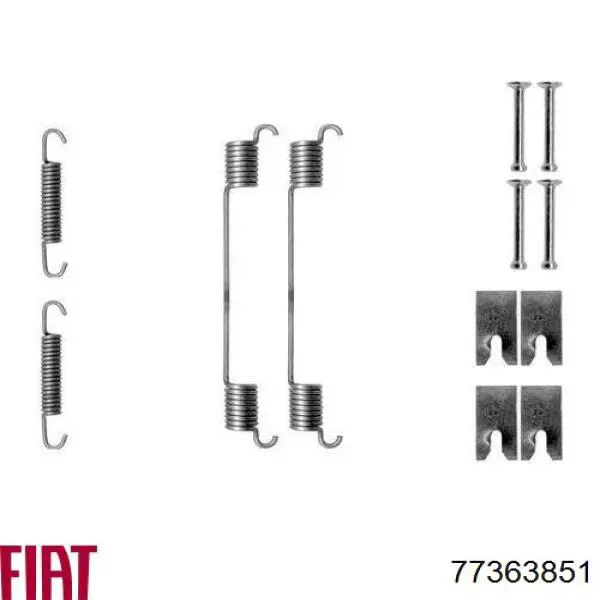 Zestaw montażowy szczęk hamulcowych tylnych 77363851 Fiat/Alfa/Lancia