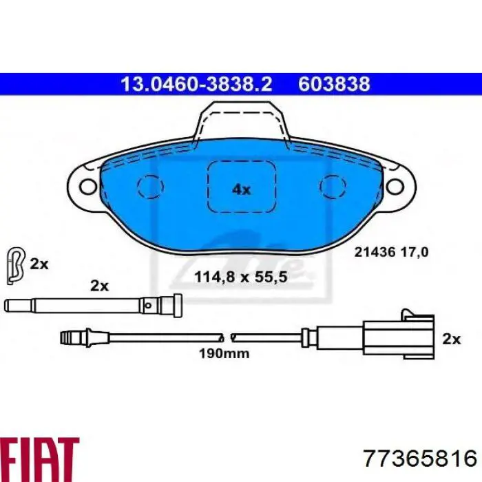 Klocki hamulcowe przednie tarczowe 77365816 Fiat/Alfa/Lancia