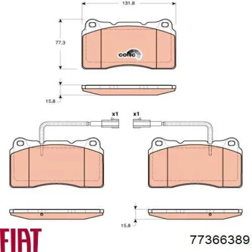 Do koszyka 77366389 Fiat/Alfa/Lancia Klocki hamulcowe przednie tarczowe