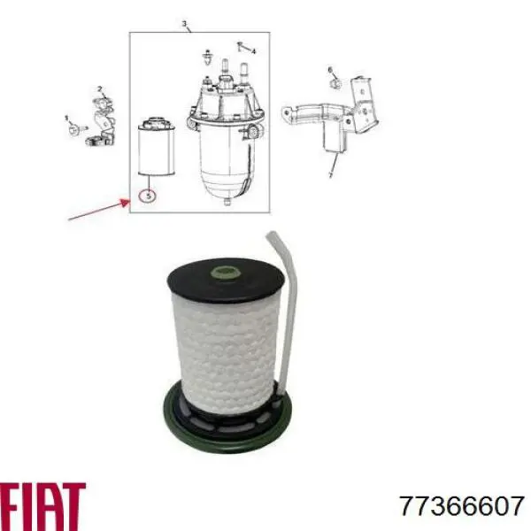 Do koszyka 77366607 Fiat/Alfa/Lancia Filtr paliwa