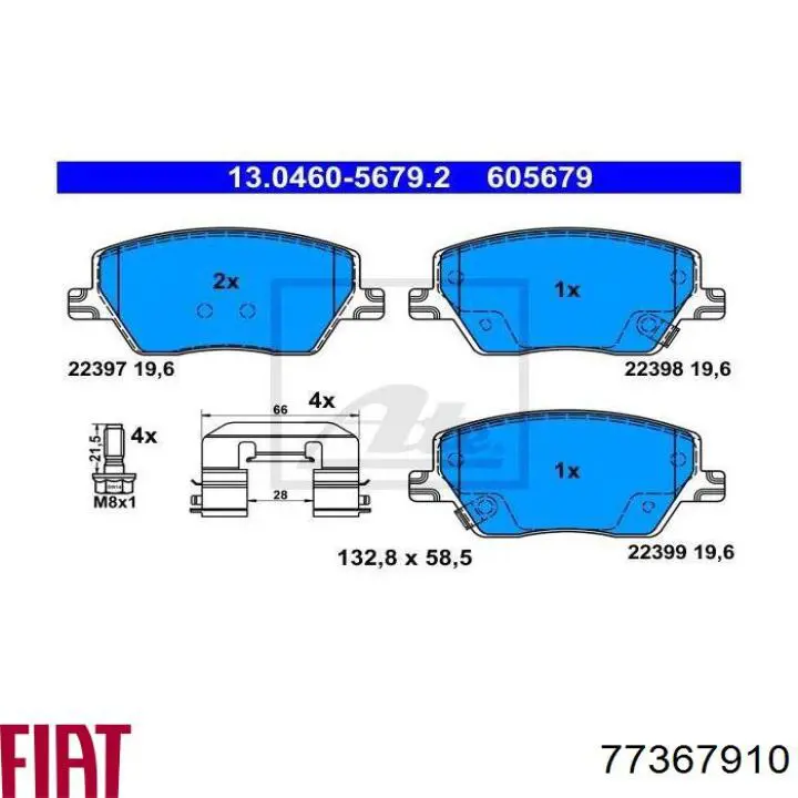 Klocki hamulcowe przednie tarczowe 77367910 Fiat/Alfa/Lancia