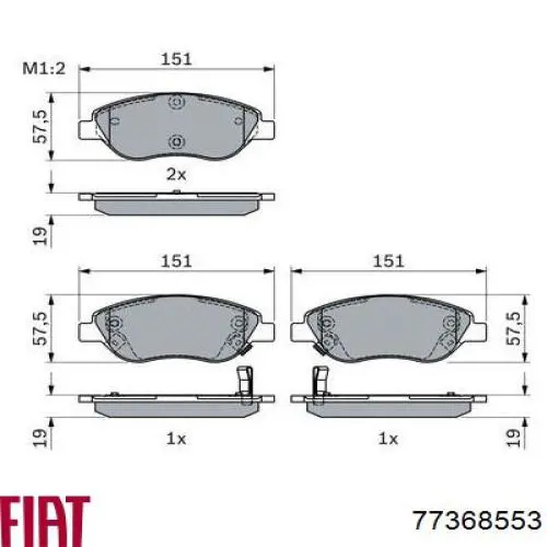 Do koszyka 77368553 Fiat/Alfa/Lancia Klocki hamulcowe przednie tarczowe
