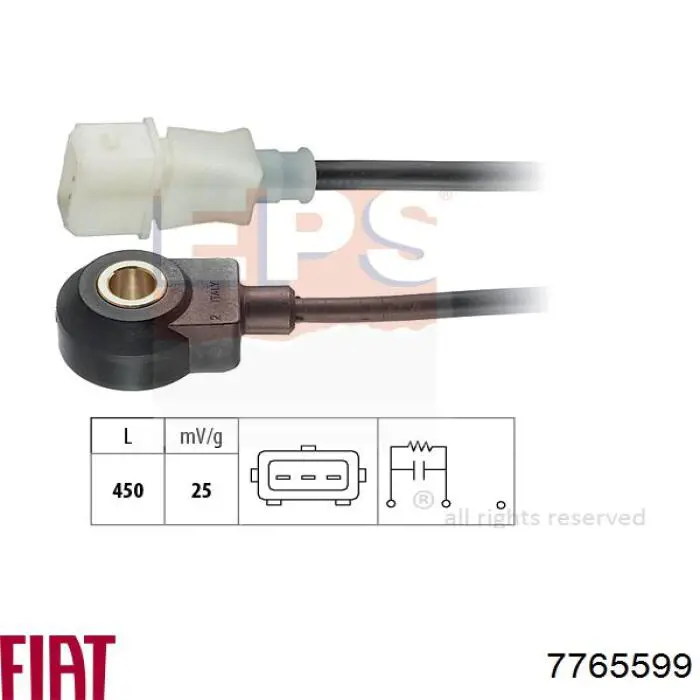 Do koszyka 7765599 Fiat/Alfa/Lancia Czujnik stukowy (czujnik spalania stukowego)