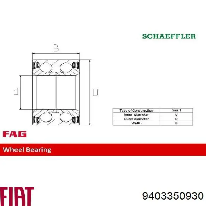 Łożysko piasty przedniej 9403350930 Fiat/Alfa/Lancia