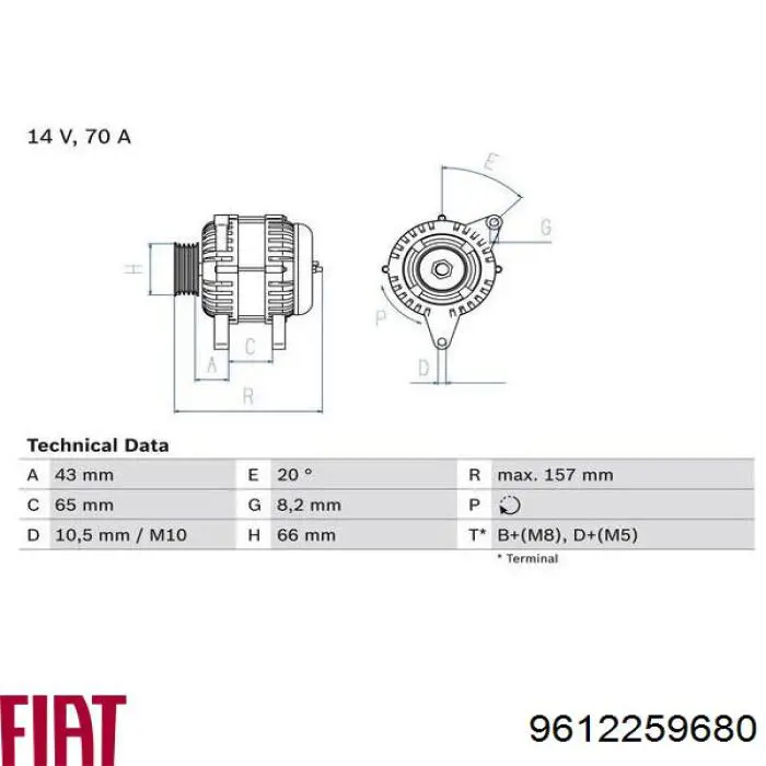 9612259680 Fiat/Alfa/Lancia alternator