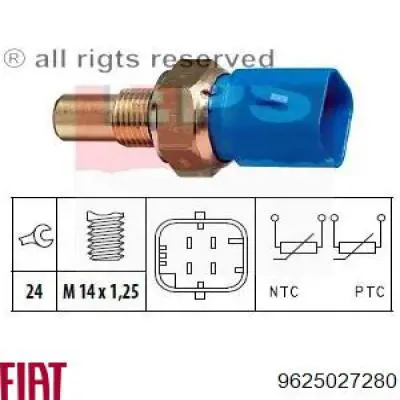 Czujnik temperatury płynu chłodzącego 9625027280 Fiat/Alfa/Lancia