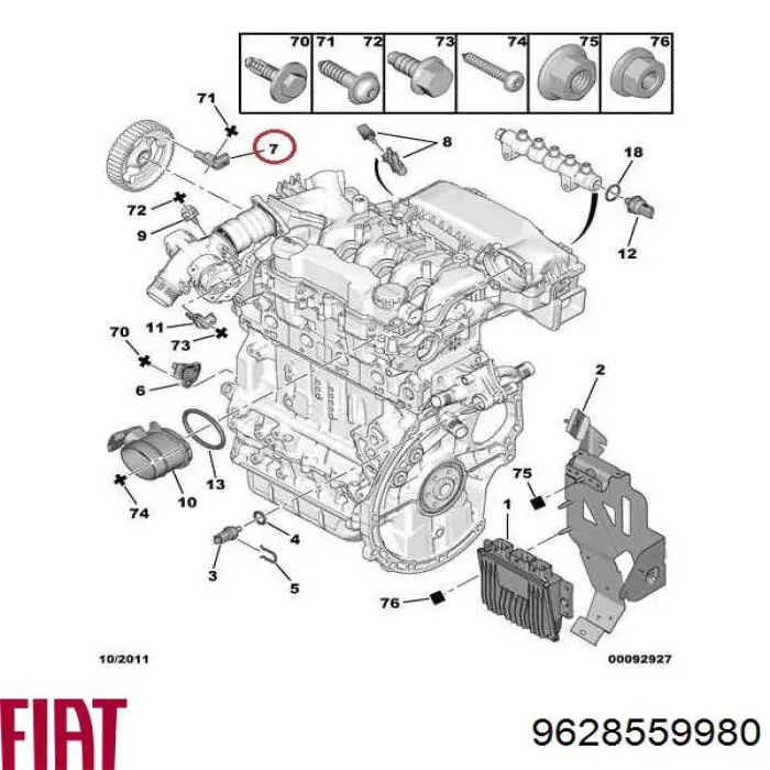 Czujnik położenia wałka rozrządu Fiat/Alfa/Lancia 9628559980 cena, od 19,41 USD