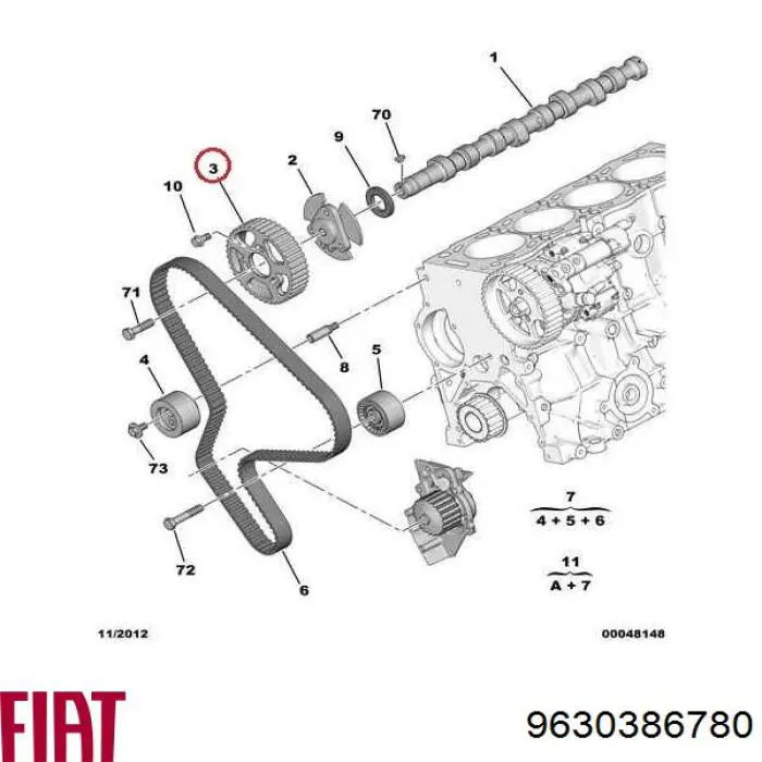 Koło zębatewalcowe wałka rozrządu silnika Fiat/Alfa/Lancia 9630386780 cena, od 66,80 USD