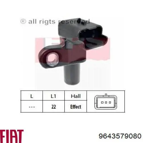 9643579080 Fiat/Alfa/Lancia Czujnik położenia wałka rozrządu