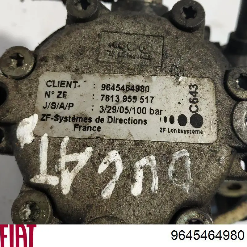 Pompa wspomagania hydraulicznego kierownicy Fiat/Alfa/Lancia 9645464980