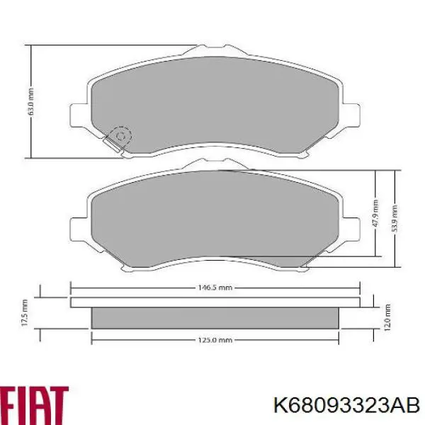 Do koszyka K68093323AB Fiat/Alfa/Lancia Klocki hamulcowe przednie tarczowe