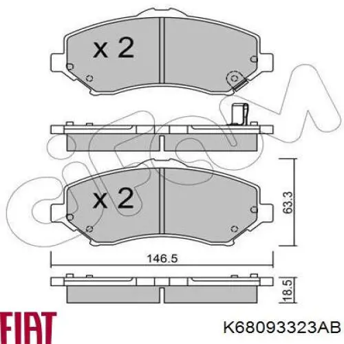 Do koszyka K68093323AB Fiat/Alfa/Lancia Klocki hamulcowe przednie tarczowe