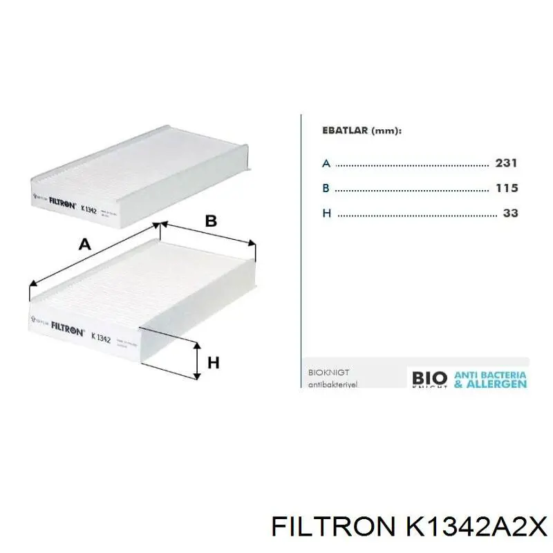 Filtr kabiny Filtron K1342A2X cena, od 17,20 USD
