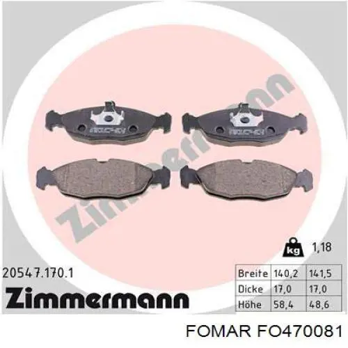 Do koszyka FO470081 Fomar Roulunds Klocki hamulcowe przednie tarczowe