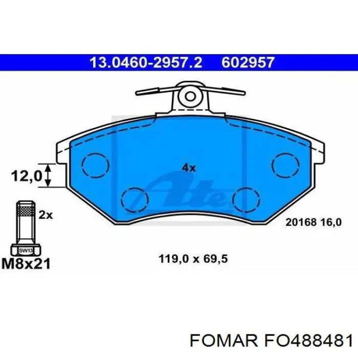 Do koszyka FO488481 Fomar Roulunds Klocki hamulcowe przednie tarczowe