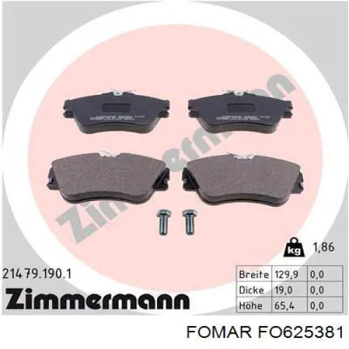 Do koszyka FO625381 Fomar Roulunds Klocki hamulcowe przednie tarczowe