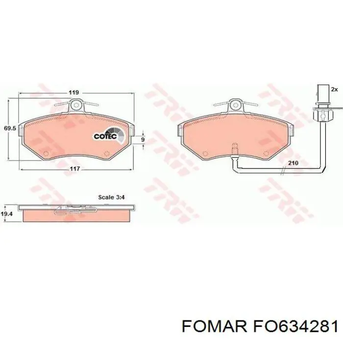 FO 634281 Fomar Roulunds klocki hamulcowe przednie tarczowe