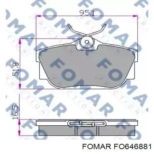 FO646881 Fomar Roulunds Okładziny (klocki) do hamulców tarczowych tylne