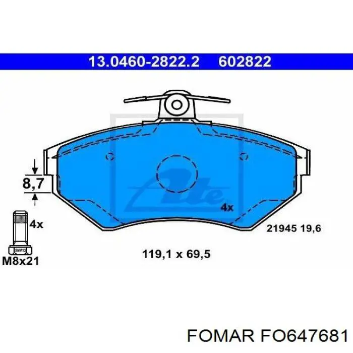 Klocki hamulcowe przednie tarczowe Fomar Roulunds FO647681 cena, od 23,06 USD