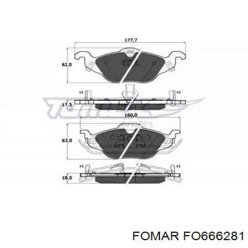 Do koszyka FO666281 Fomar Roulunds Klocki hamulcowe przednie tarczowe