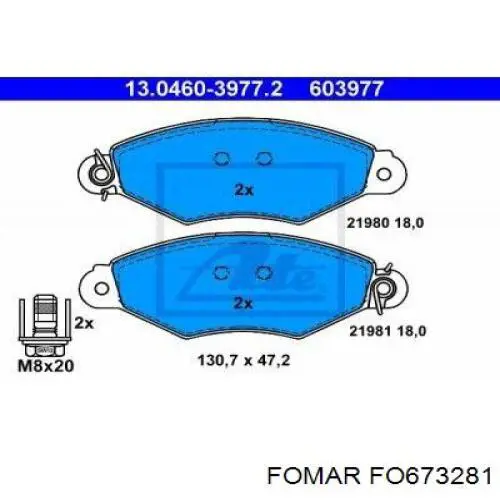 Do koszyka FO673281 Fomar Roulunds Klocki hamulcowe przednie tarczowe