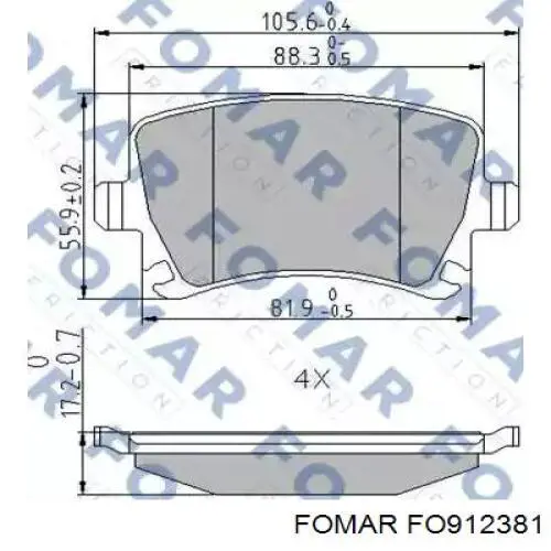 FO912381 Fomar Roulunds Okładziny (klocki) do hamulców tarczowych tylne