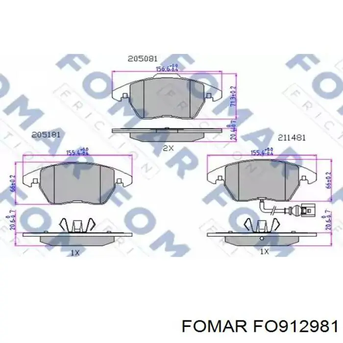 FO912981 Fomar Roulunds Klocki hamulcowe przednie tarczowe