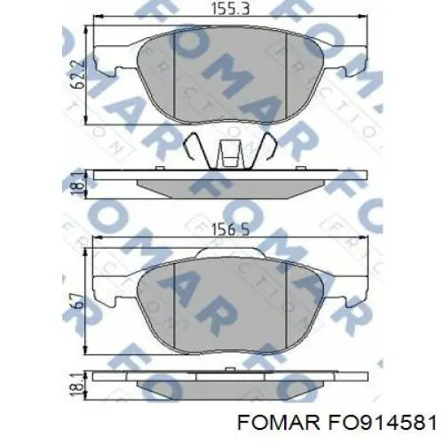 FO914581 Fomar Roulunds Klocki hamulcowe przednie tarczowe