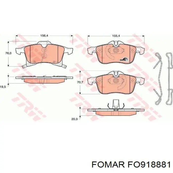 Do koszyka FO918881 Fomar Roulunds Klocki hamulcowe przednie tarczowe