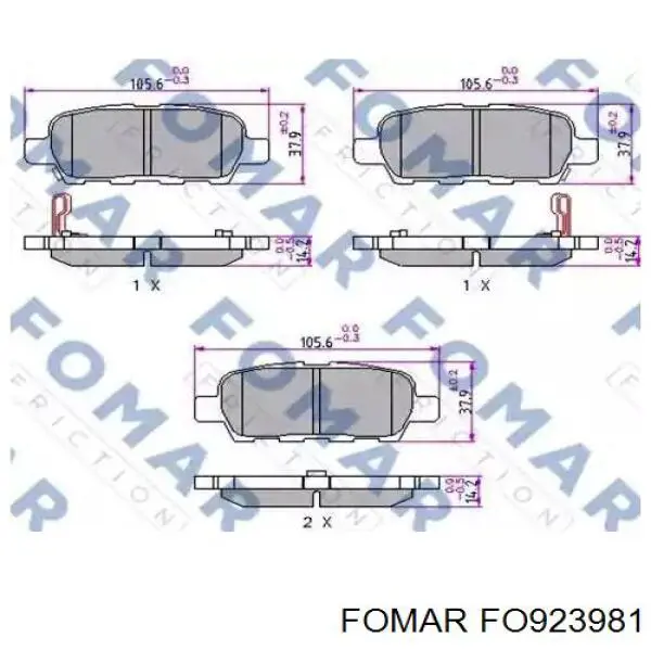 FO923981 Fomar Roulunds Okładziny (klocki) do hamulców tarczowych tylne