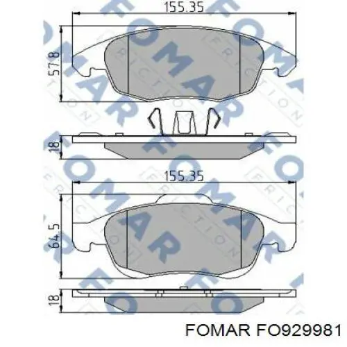 FO929981 Fomar Roulunds Klocki hamulcowe przednie tarczowe