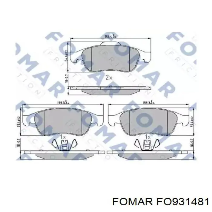 FO931481 Fomar Roulunds Klocki hamulcowe przednie tarczowe
