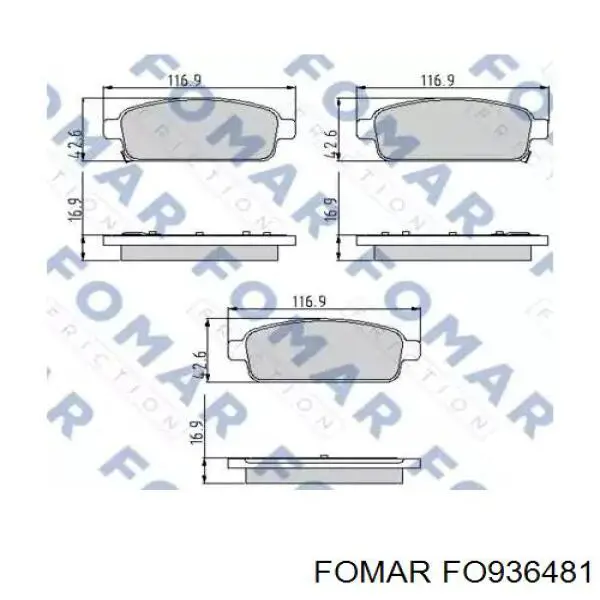 FO936481 Fomar Roulunds Okładziny (klocki) do hamulców tarczowych tylne