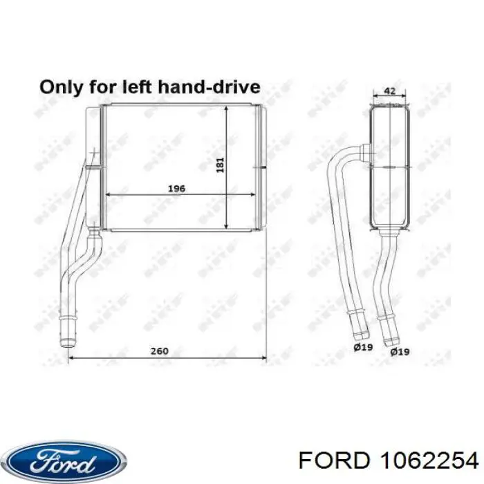 1062254 Ford chłodnica nagrzewnicy (ogrzewacza)