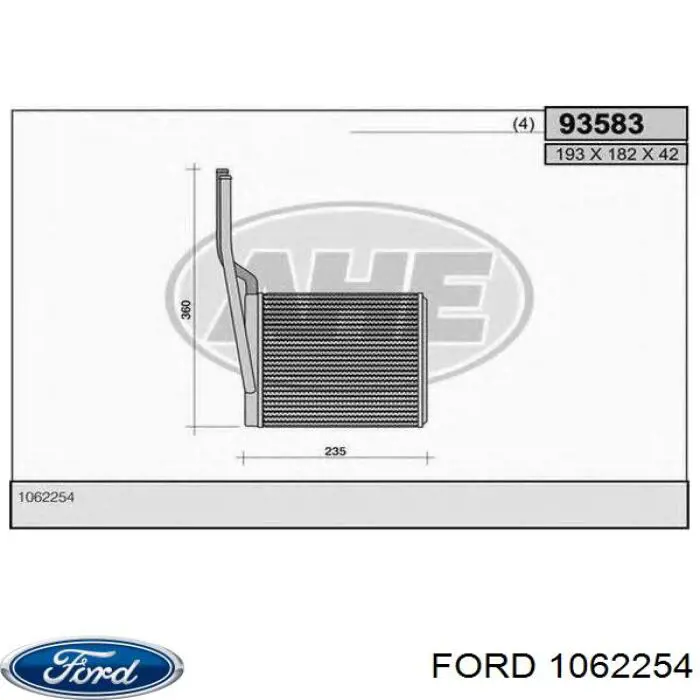 Chłodnica nagrzewnicy (ogrzewacza) Ford 1062254 cena, od 58,82 USD
