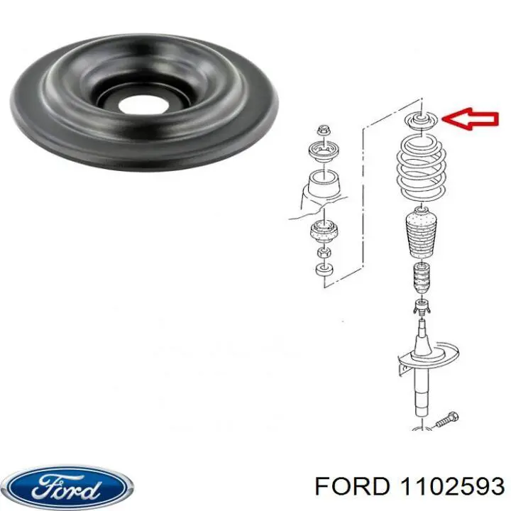 Gniazdo sprężyny przedniej górne Ford 1102593 cena, od 15,04 USD