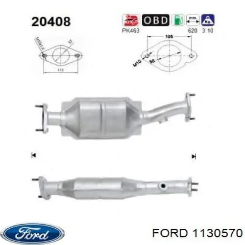 Konwerter-katalizator Ford 1130570 cena, od 165,44 USD