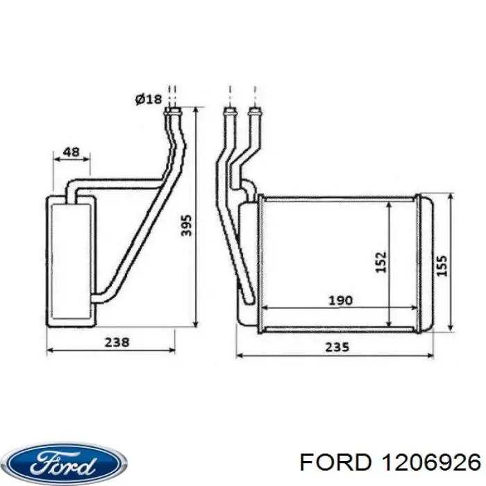 Do koszyka 1206926 Ford Chłodnica nagrzewnicy (ogrzewacza)